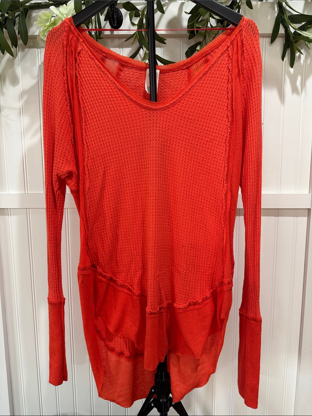 #805 WE THE FREE Orange Lightweight Waffle Knit Tunic